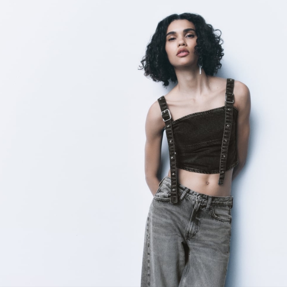 Zara Buckled Denim Top
